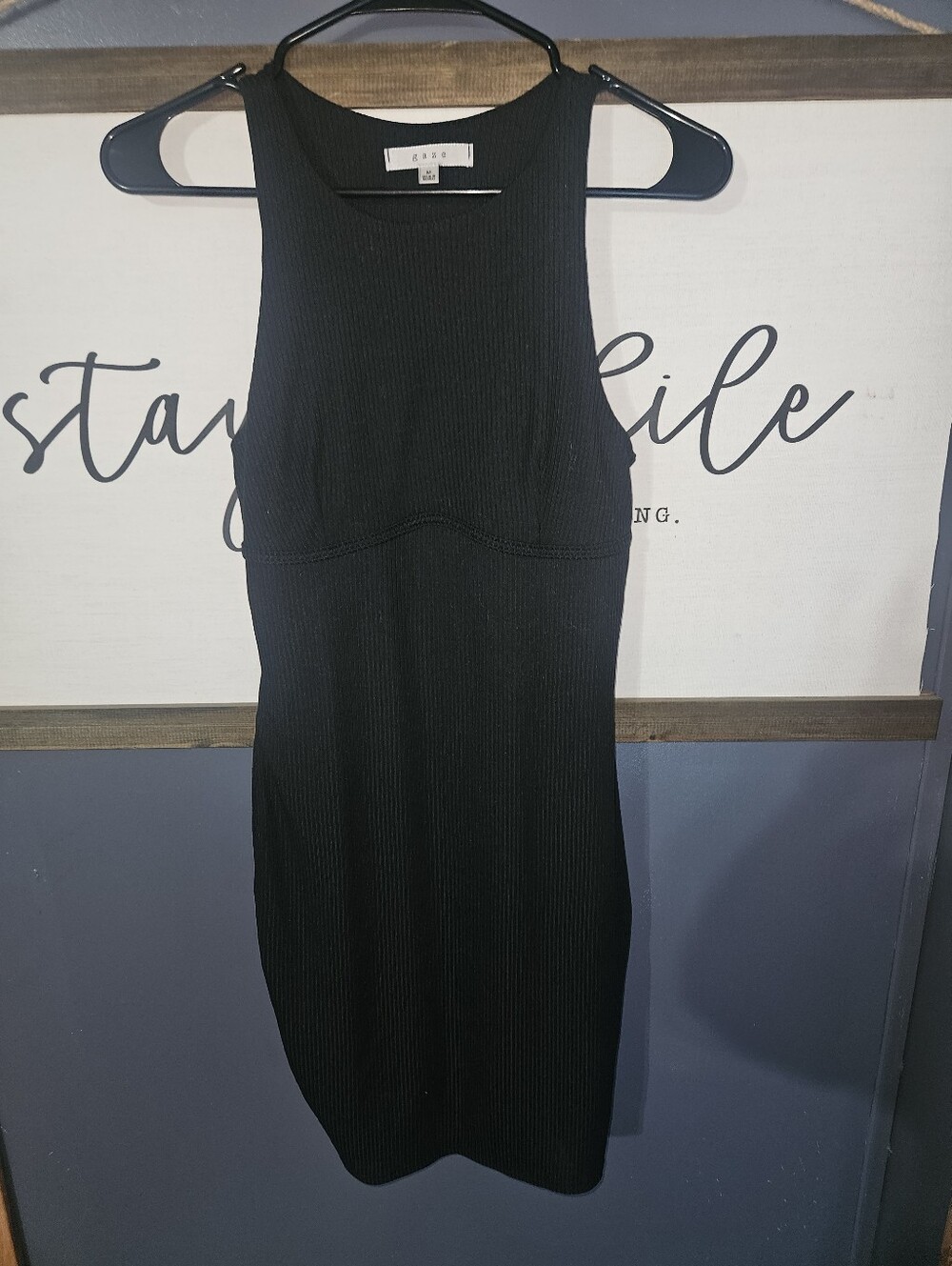 gaze Black Ribbed Sleeveless Mini Dress